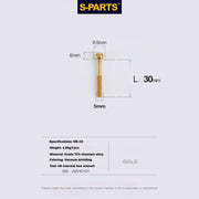 S-PARTS M5 Titanium Seatpost Bolt, Barrel Nut & Washer Hardware M5 L30 Gold