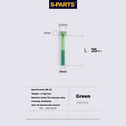 S-PARTS M5 Titanium Seatpost Bolt, Barrel Nut & Washer Hardware M5 L35 Green