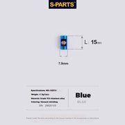 S-PARTS M5 Titanium Seatpost Bolt, Barrel Nut & Washer Hardware Cylindrical Nut M5×15D7.9 Blue