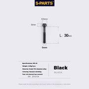 S-PARTS M5 Titanium Seatpost Bolt, Barrel Nut & Washer Hardware M5 L30 Black