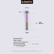 S-PARTS M5 Titanium Seatpost Bolt, Barrel Nut & Washer Hardware M5 L41 Rainbow