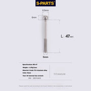 S-PARTS M5 Titanium Seatpost Bolt, Barrel Nut & Washer Hardware M5 L47