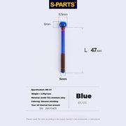 S-PARTS M5 Titanium Seatpost Bolt, Barrel Nut & Washer Hardware M5 L47 Blue