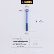 S-PARTS M5 Titanium Seatpost Bolt, Barrel Nut & Washer Hardware M5 L47 Candy