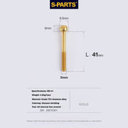 S-PARTS M5 Titanium Seatpost Bolt, Barrel Nut & Washer Hardware M5 L41 Gold