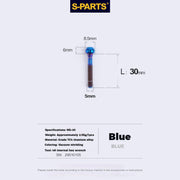 S-PARTS M5 Titanium Seatpost Bolt, Barrel Nut & Washer Hardware M5 L30 Blue