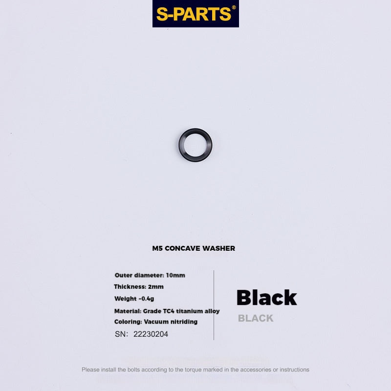 S-PARTS M5 Titanium Seatpost Bolt, Barrel Nut & Washer Hardware Concave Washer M5 D9 Black