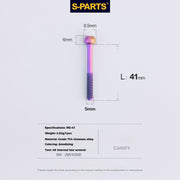 S-PARTS M5 Titanium Seatpost Bolt, Barrel Nut & Washer Hardware M5 L41 Candy