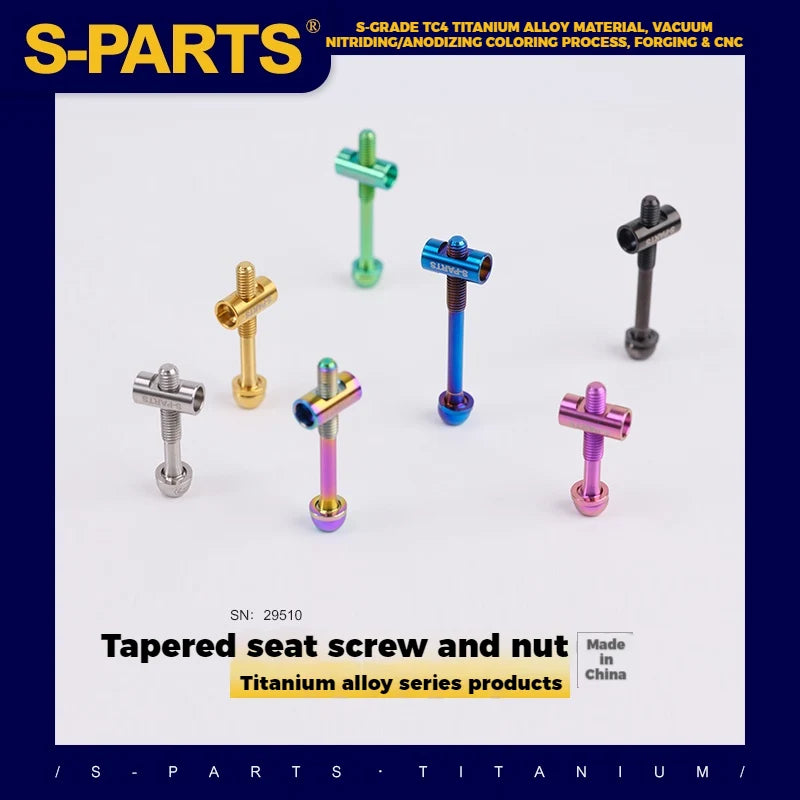 S-PARTS M5 × 30 / 35 / 40 / 47mm Titanium Bolts and Barrel Nut and Washer Screw For Bicycle Seat Post