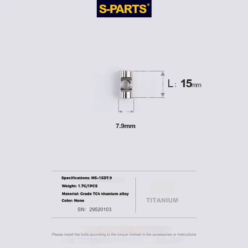 S-PARTS M5 × 30 / 35 / 40 / 47mm Titanium Bolts and Barrel Nut and Washer Screw For Bicycle Seat Post