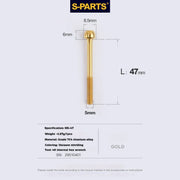 S-PARTS M5 × 30 / 35 / 40 / 47mm Titanium Bolts and Barrel Nut and Washer Screw For Bicycle Seat Post