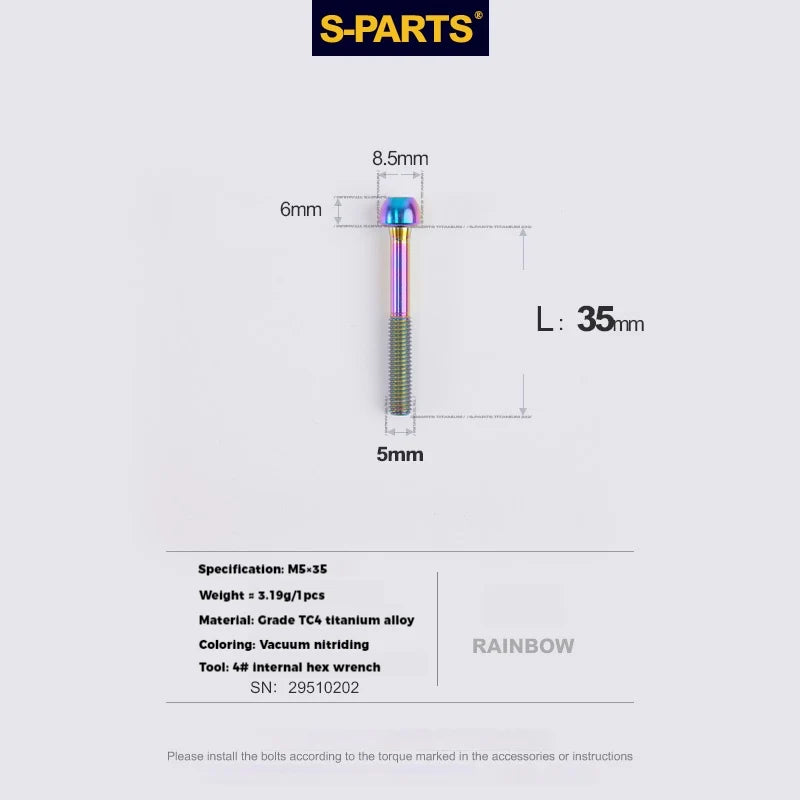 S-PARTS M5 × 30 / 35 / 40 / 47mm Titanium Bolts and Barrel Nut and Washer Screw For Bicycle Seat Post