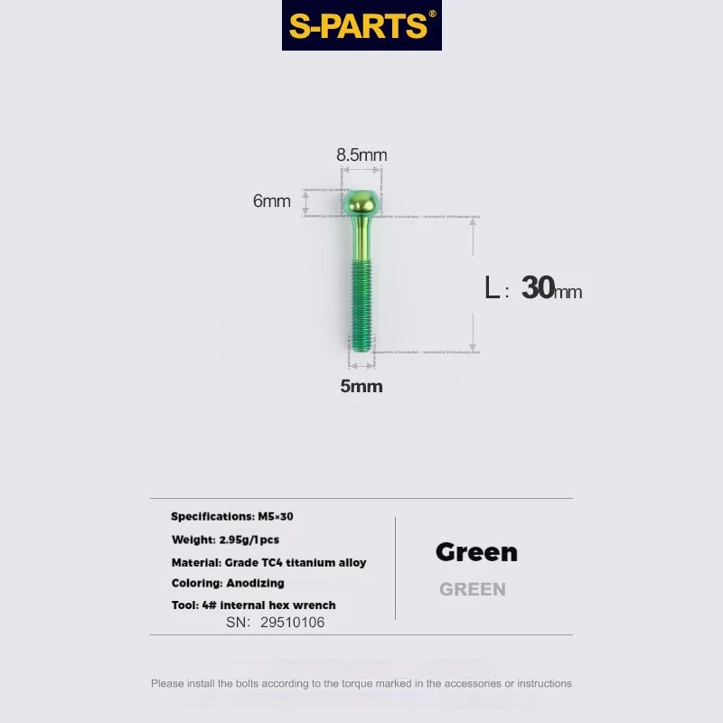 S-PARTS M5 × 30 / 35 / 40 / 47mm Titanium Bolts and Barrel Nut and Washer Screw For Bicycle Seat Post