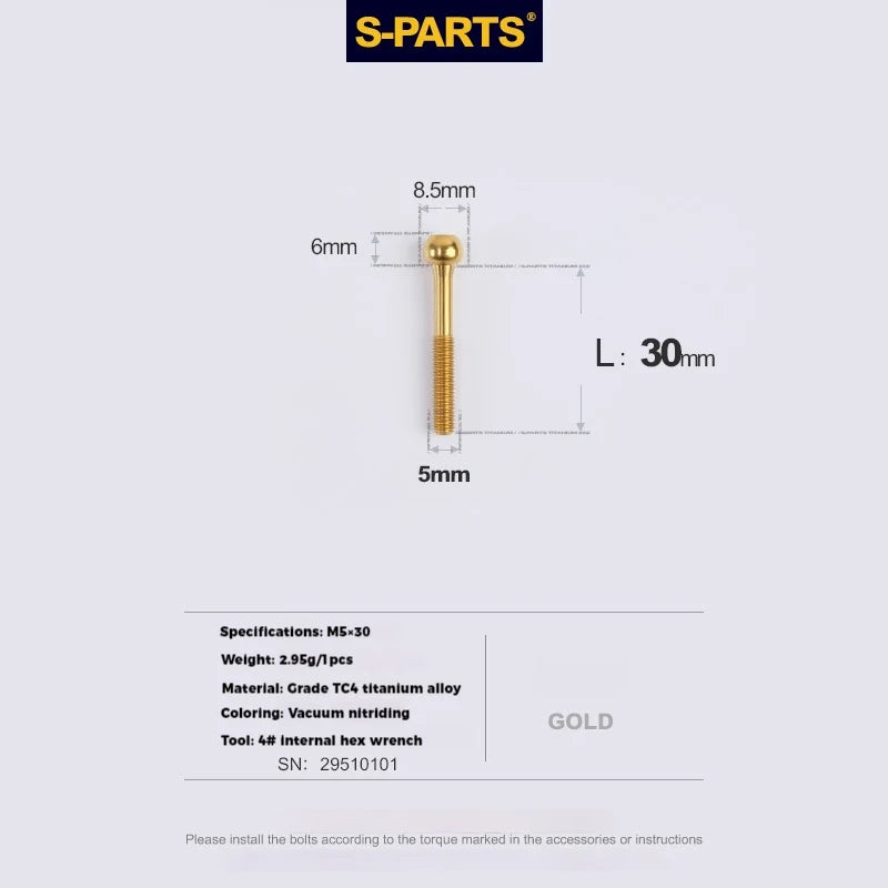 S-PARTS M5 × 30 / 35 / 40 / 47mm Titanium Bolts and Barrel Nut and Washer Screw For Bicycle Seat Post