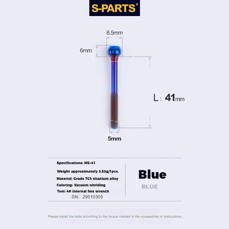 S-PARTS M5 × 30 / 35 / 40 / 47mm Titanium Bolts and Barrel Nut and Washer Screw For Bicycle Seat Post