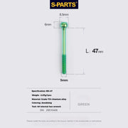 S-PARTS M5 × 30 / 35 / 40 / 47mm Titanium Bolts and Barrel Nut and Washer Screw For Bicycle Seat Post