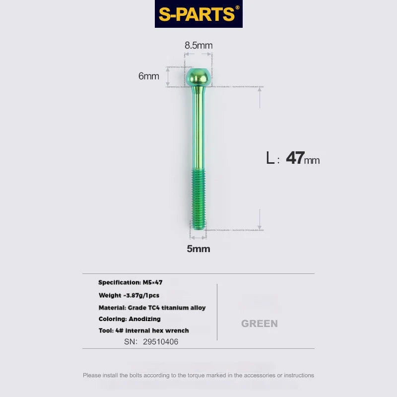S-PARTS M5 × 30 / 35 / 40 / 47mm Titanium Bolts and Barrel Nut and Washer Screw For Bicycle Seat Post