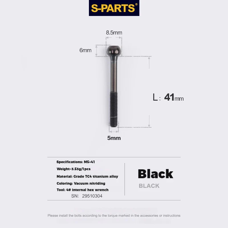 S-PARTS M5 × 30 / 35 / 40 / 47mm Titanium Bolts and Barrel Nut and Washer Screw For Bicycle Seat Post