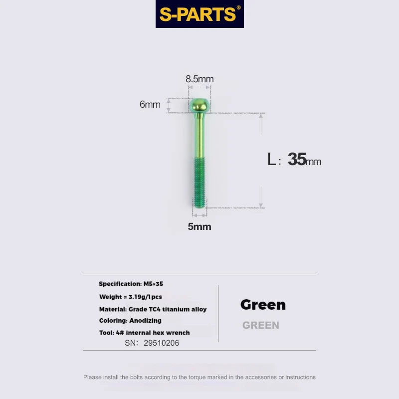 S-PARTS M5 × 30 / 35 / 40 / 47mm Titanium Bolts and Barrel Nut and Washer Screw For Bicycle Seat Post