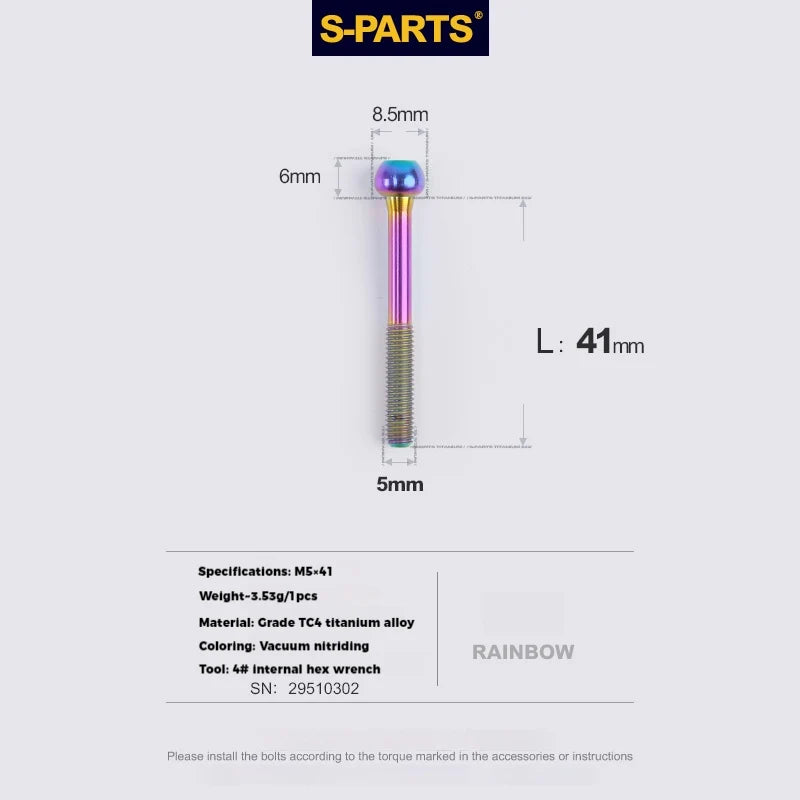 S-PARTS M5 × 30 / 35 / 40 / 47mm Titanium Bolts and Barrel Nut and Washer Screw For Bicycle Seat Post