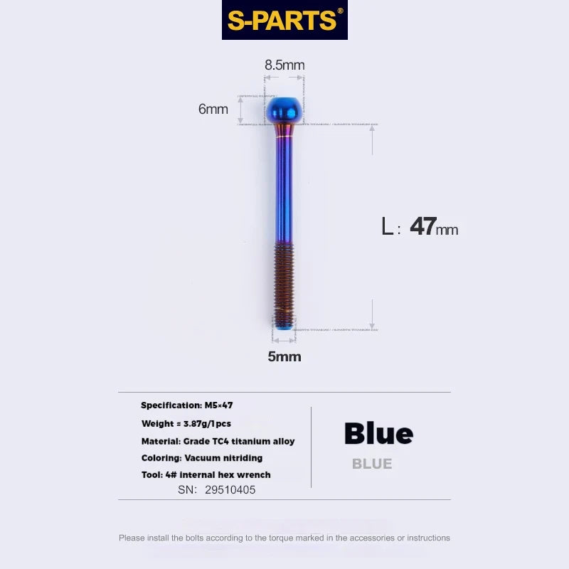 S-PARTS M5 × 30 / 35 / 40 / 47mm Titanium Bolts and Barrel Nut and Washer Screw For Bicycle Seat Post