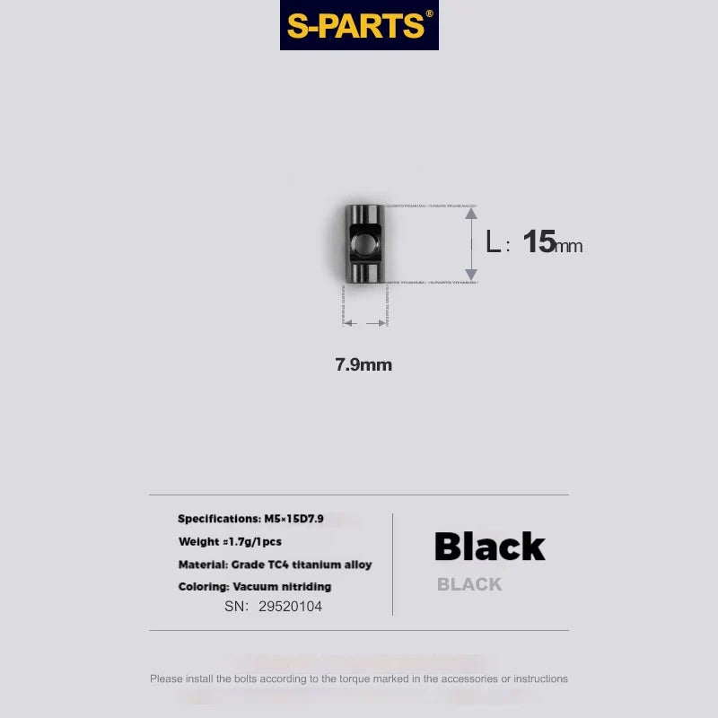 S-PARTS M5 × 30 / 35 / 40 / 47mm Titanium Bolts and Barrel Nut and Washer Screw For Bicycle Seat Post