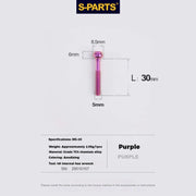S-PARTS M5 × 30 / 35 / 40 / 47mm Titanium Bolts and Barrel Nut and Washer Screw For Bicycle Seat Post