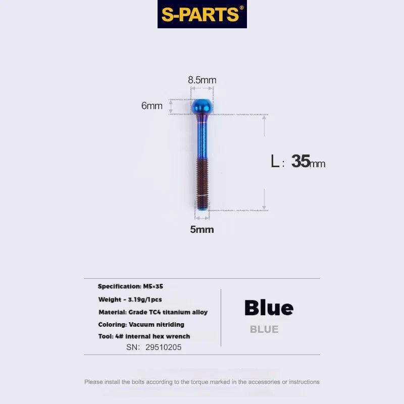 S-PARTS M5 × 30 / 35 / 40 / 47mm Titanium Bolts and Barrel Nut and Washer Screw For Bicycle Seat Post