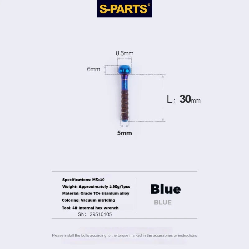 S-PARTS M5 × 30 / 35 / 40 / 47mm Titanium Bolts and Barrel Nut and Washer Screw For Bicycle Seat Post