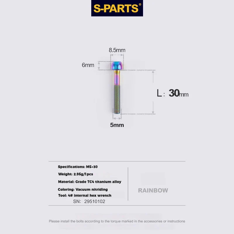 S-PARTS M5 × 30 / 35 / 40 / 47mm Titanium Bolts and Barrel Nut and Washer Screw For Bicycle Seat Post
