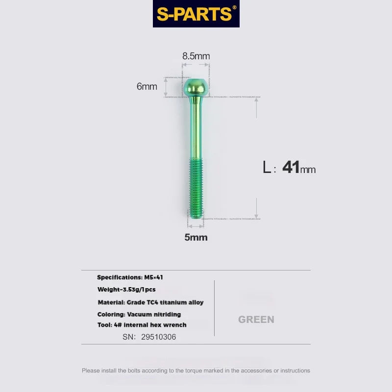 S-PARTS M5 × 30 / 35 / 40 / 47mm Titanium Bolts and Barrel Nut and Washer Screw For Bicycle Seat Post