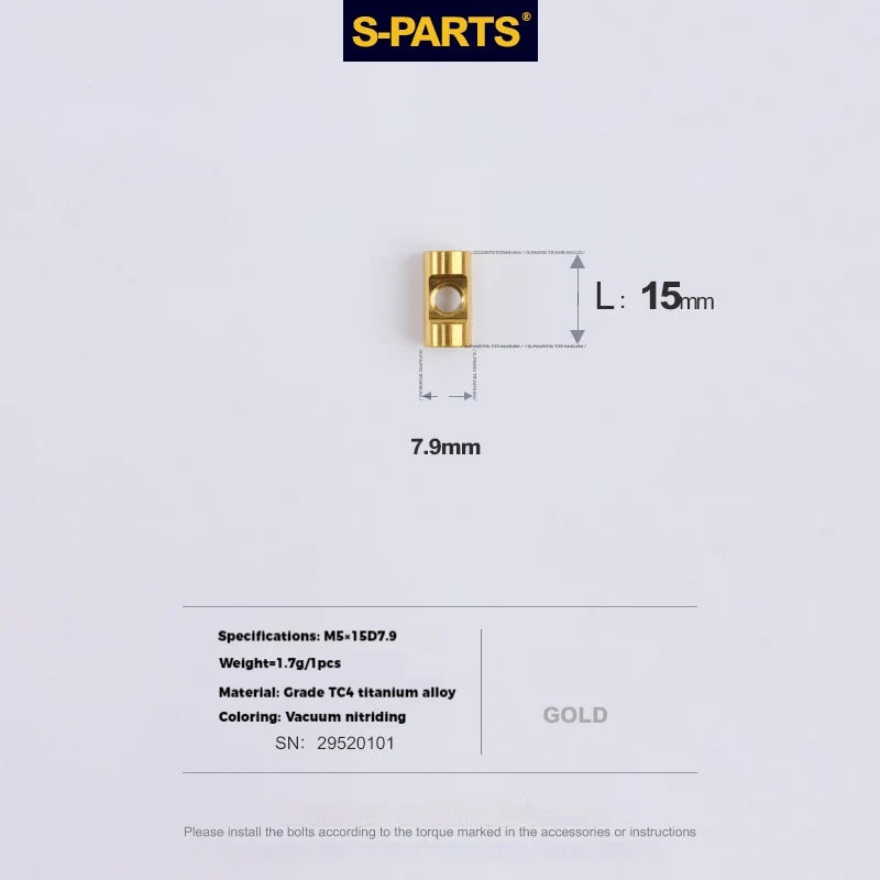 S-PARTS M5 × 30 / 35 / 40 / 47mm Titanium Bolts and Barrel Nut and Washer Screw For Bicycle Seat Post