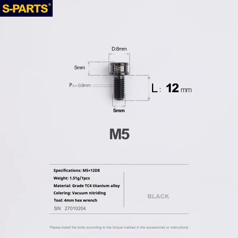S-PARTS M5x10-35mm Titanium Alloy Screw Cylindrical Head