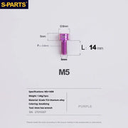 S-PARTS M5x10-35mm Titanium Alloy Screw Cylindrical Head