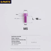 S-PARTS M5x10-35mm Titanium Alloy Screw Cylindrical Head