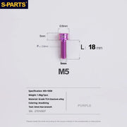S-PARTS M5x10-35mm Titanium Alloy Screw Cylindrical Head