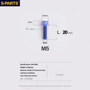 S-PARTS M5x10-35mm Titanium Alloy Screw Cylindrical Head