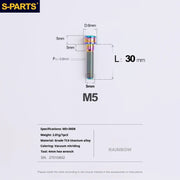 S-PARTS M5x10-35mm Titanium Alloy Screw Cylindrical Head