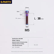 S-PARTS M5x10-35mm Titanium Alloy Screw Cylindrical Head