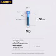 S-PARTS M5x10-35mm Titanium Alloy Screw Cylindrical Head