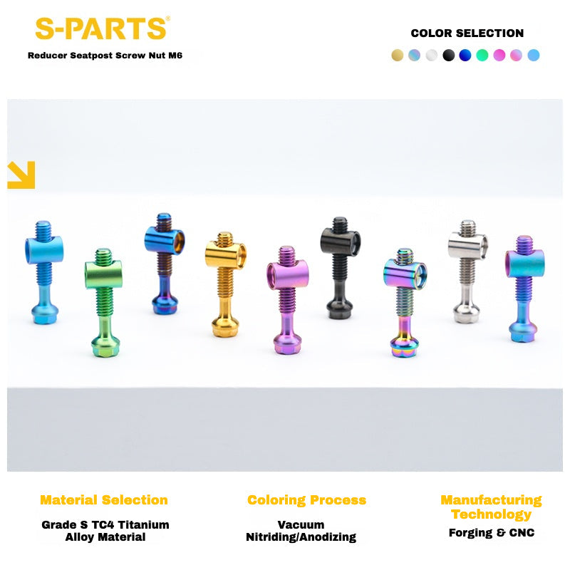 S-PARTS M6 Titanium Seatpost Step-Down Bolt & Nut Kit — Multiple Lengths