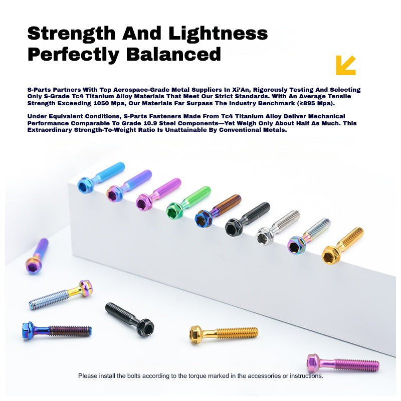 S-PARTS M6 Titanium Seatpost Step-Down Bolt & Nut Kit — Multiple Lengths