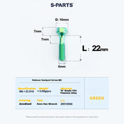 S-PARTS M6 Titanium Seatpost Step-Down Bolt & Nut Kit — Multiple Lengths Green 22mm