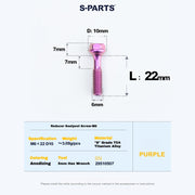 S-PARTS M6 Titanium Seatpost Step-Down Bolt & Nut Kit — Multiple Lengths Purple 22mm