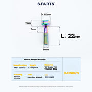 S-PARTS M6 Titanium Seatpost Step-Down Bolt & Nut Kit — Multiple Lengths Rainbow 22mm