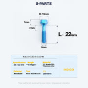 S-PARTS M6 Titanium Seatpost Step-Down Bolt & Nut Kit — Multiple Lengths Indigo 22mm
