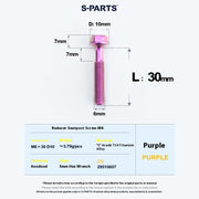 S-PARTS M6 Titanium Seatpost Step-Down Bolt & Nut Kit — Multiple Lengths Purple 30mm