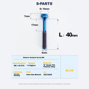 S-PARTS M6 Titanium Seatpost Step-Down Bolt & Nut Kit — Multiple Lengths Blue 40mm
