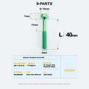 S-PARTS M6 Titanium Seatpost Step-Down Bolt & Nut Kit — Multiple Lengths Green 40mm