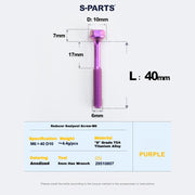 S-PARTS M6 Titanium Seatpost Step-Down Bolt & Nut Kit — Multiple Lengths Purple 40mm